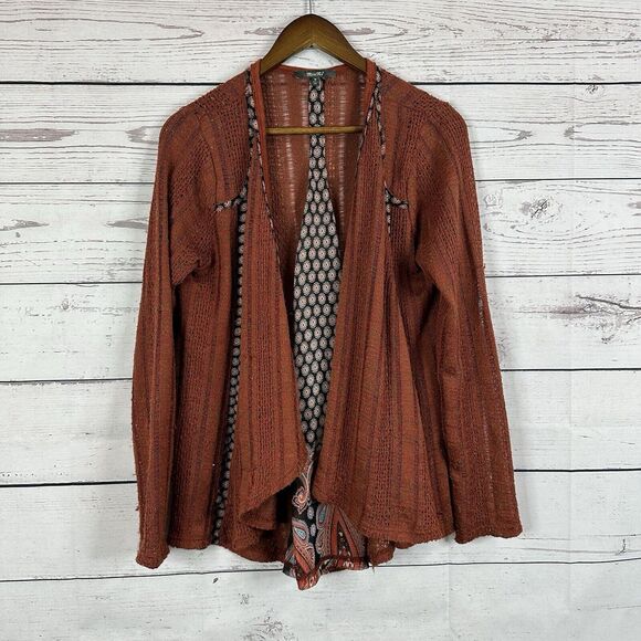 Miss Me Sweaters - Miss Me Womens Cardigan Sweater Size Medium Orange Knit Western Rodeo